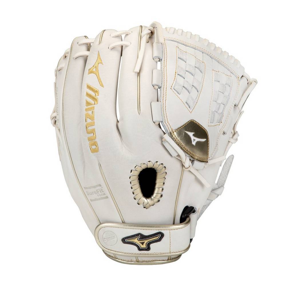 Damske Rukavice Mizuno MVP Prime SE Fastpitch 12" Softball Biele/Zlate Vypredaj HNKC76859